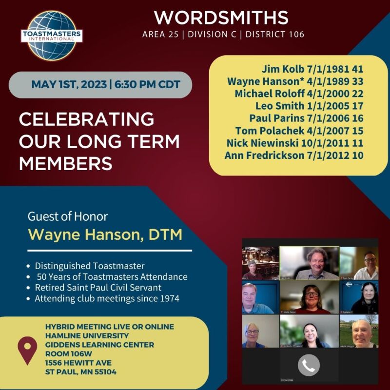 Wordsmiths May 1st Meeting